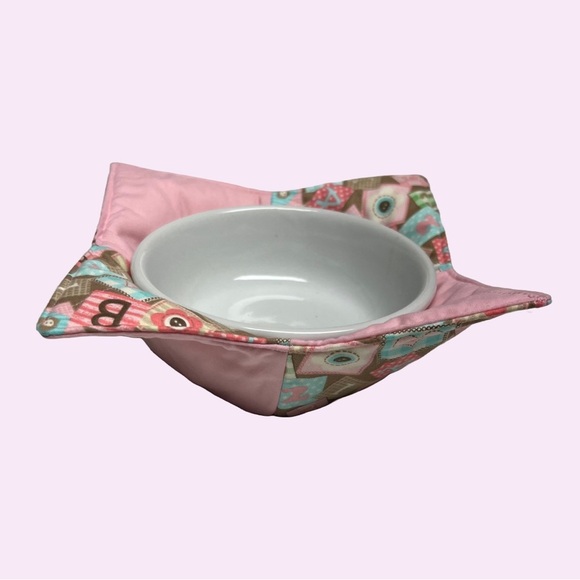 Hand Crafted Bowl Cozy Bowl Holder Microwavable  Cotton Pink - Picture 3 of 7